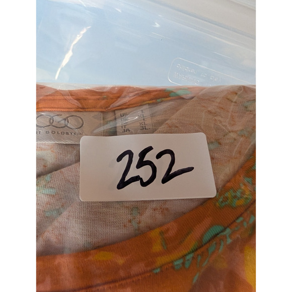 LOGO Lori Goldstein Orange Abstract Print Lace Trim Knit Top Cottage Fall Large - Picture 10 of 10